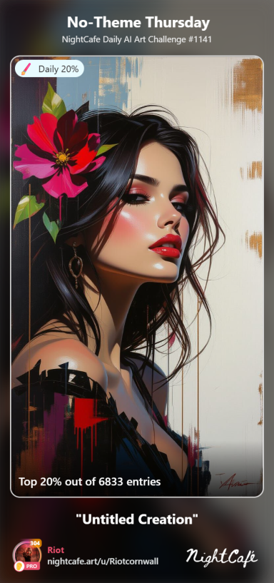 Radiance A portrait of a woman with flowing hair and a red floral accent, exuding confidence.
