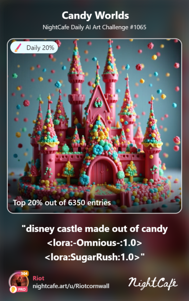 Confection A candy castle adorned with colourful decorations and sweets.