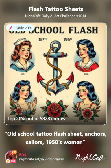 Tradition Old school tattoo flash sheet featuring sailors and 1950s women.