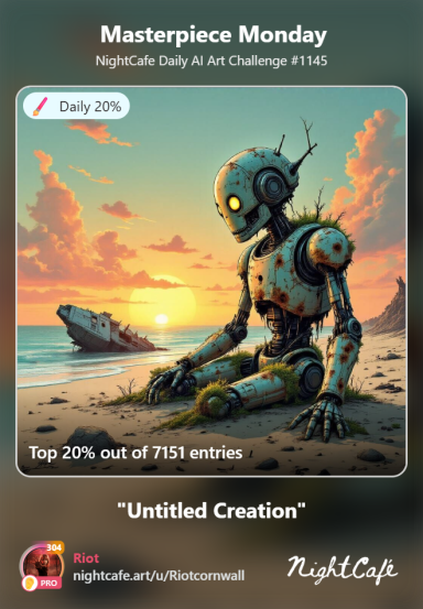 Relic A robotic figure with a vintage design surrounded by a colourful, abstract background.