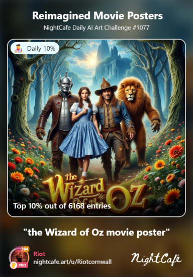 Odyssey Reimagined poster for "The Wizard of Oz" featuring Dorothy and her friends in a forest.